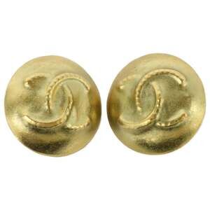 CHANEL 95C Coco Mark Earrings Gold Women's